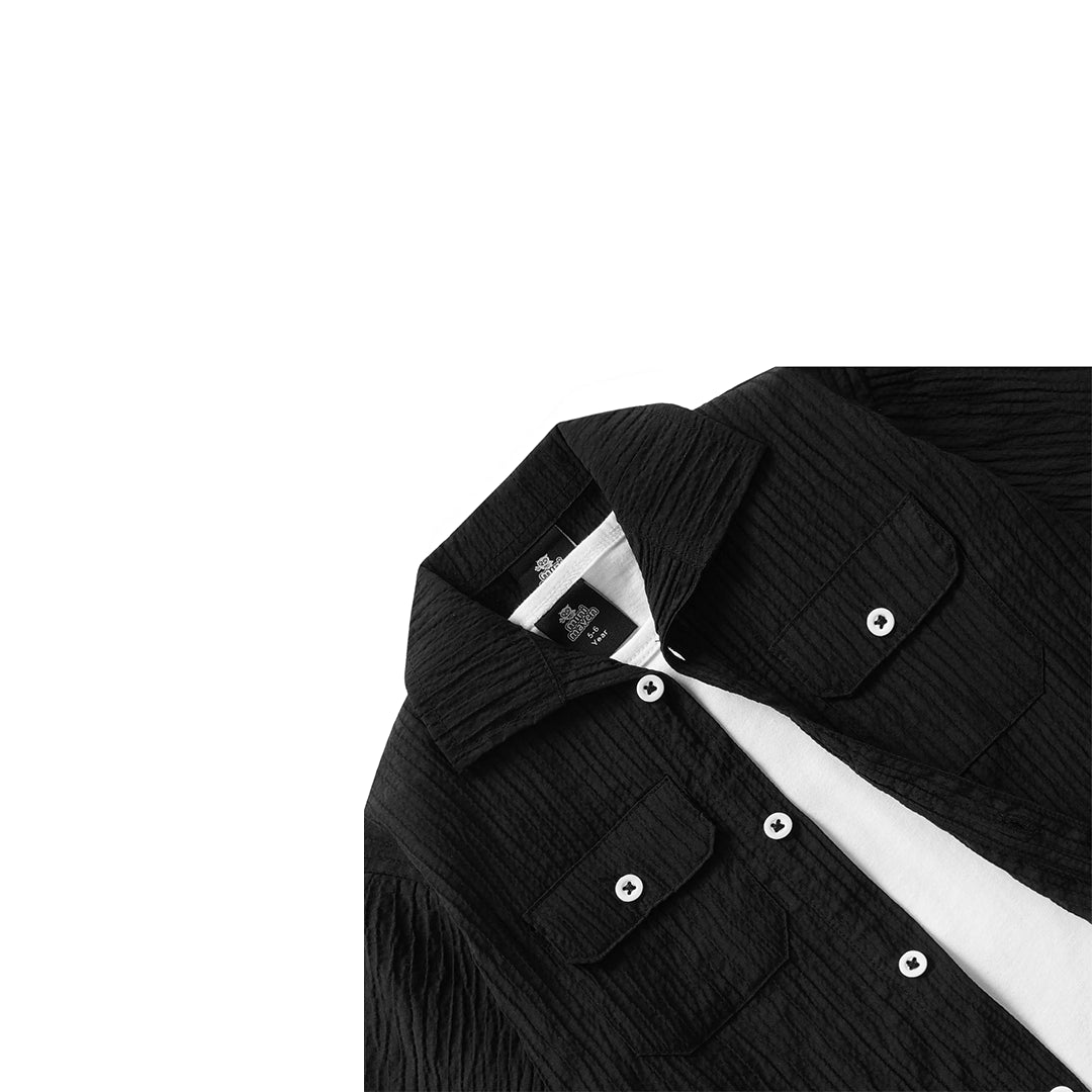 TEXTURED BLACK SHIRT CO-ORD SET-3 PIECE