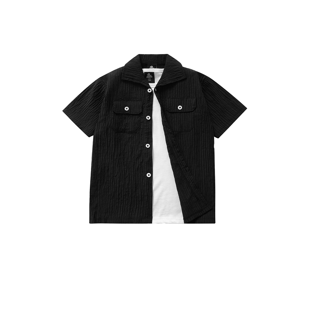 TEXTURED BLACK SHIRT CO-ORD SET-3 PIECE