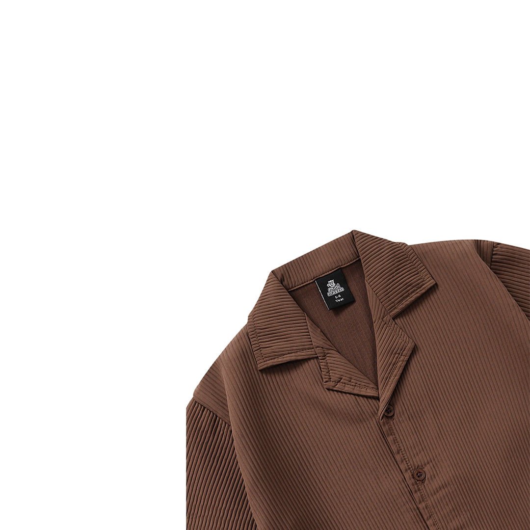 TEXTURED BROWN CUBAN SHIRT CO-ORD SET
