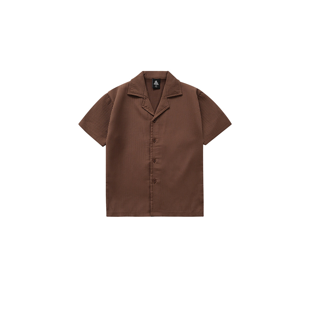 TEXTURED BROWN CUBAN SHIRT CO-ORD SET