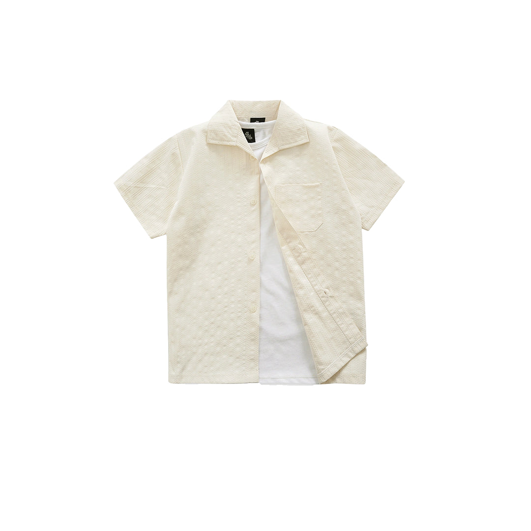 TEXTURED OFF WHITE SHIRT CO-ORD SET-3 PIECE