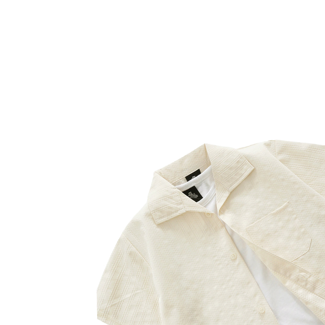 TEXTURED OFF WHITE SHIRT CO-ORD SET-3 PIECE