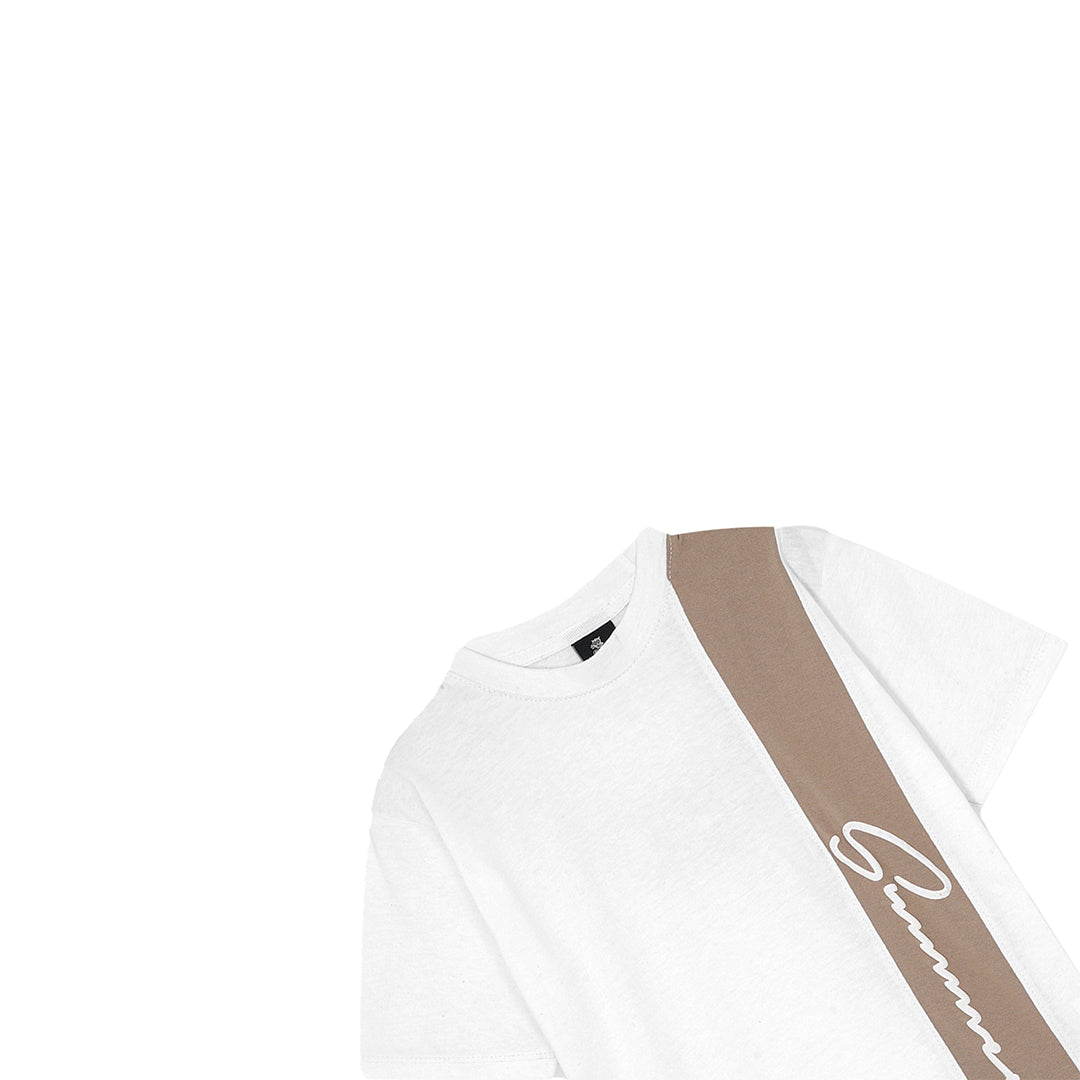 WHITE AND BEIGE PANEL SUMMER CO-ORD SET