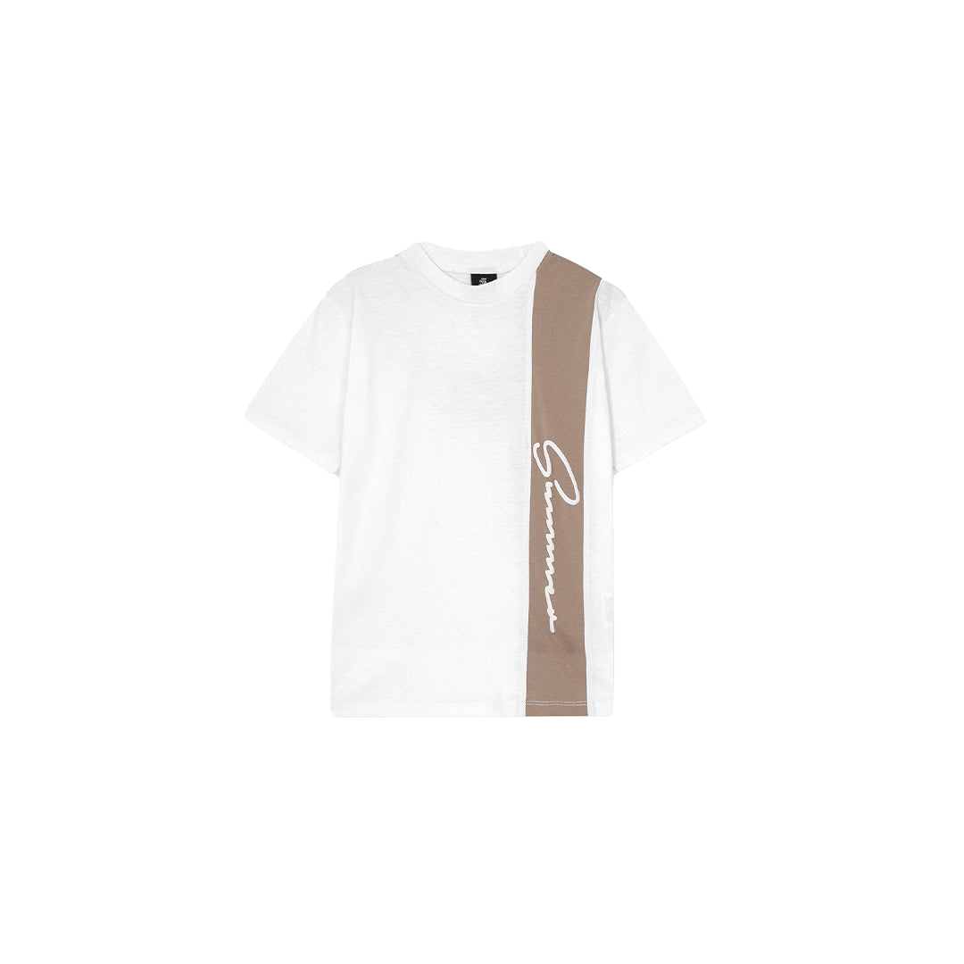 WHITE AND BEIGE PANEL SUMMER CO-ORD SET