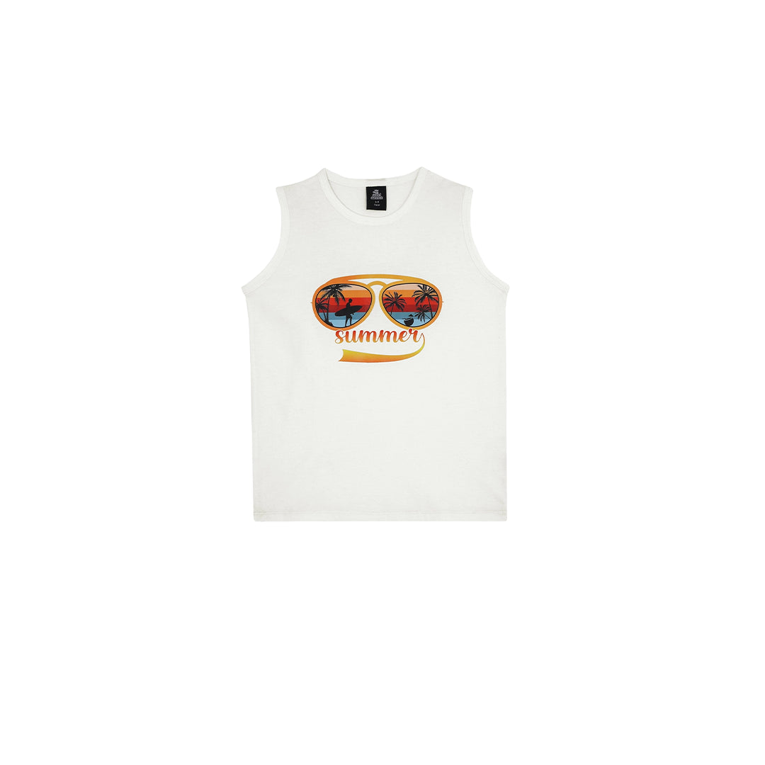 WHITE SUMMER SANDO-SET