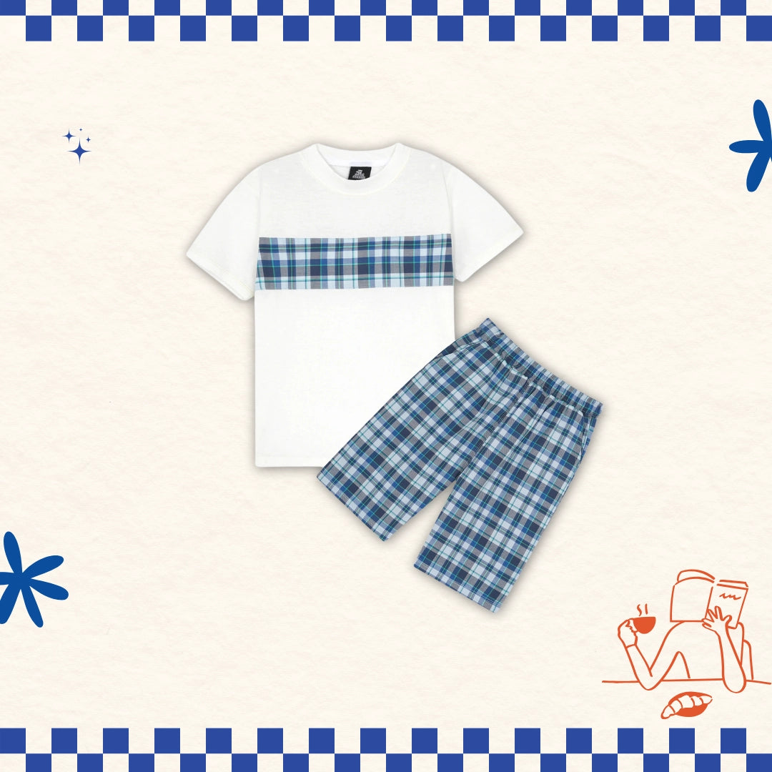 WHITE AND BLUE CHECK CO-ORD SET