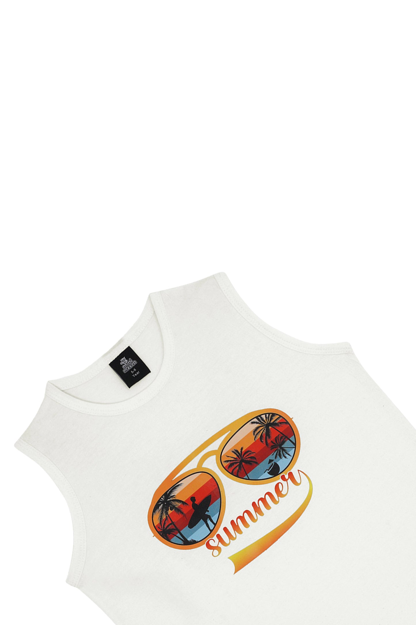 WHITE SUMMER SANDO-SET