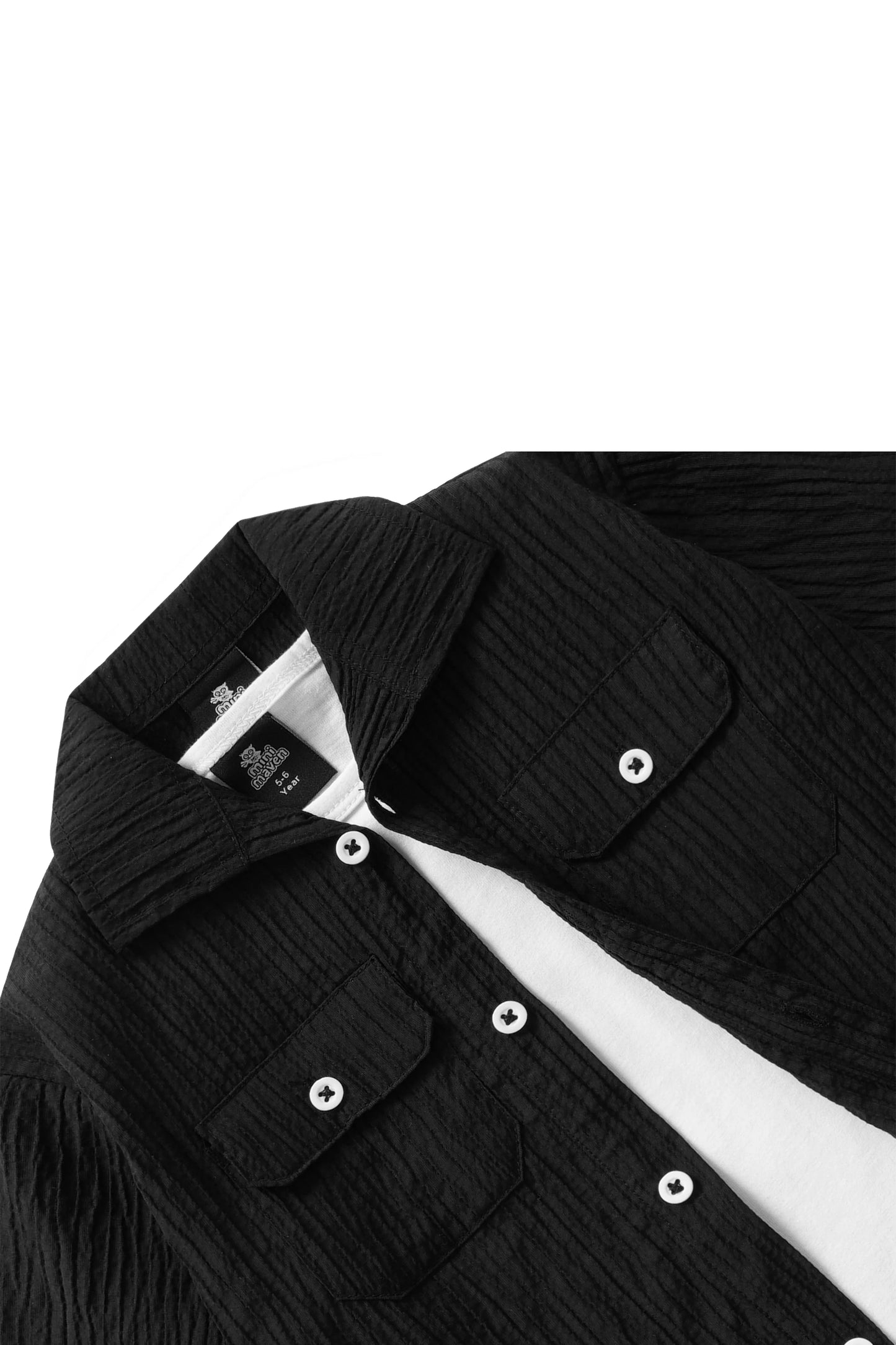 TEXTURED BLACK SHIRT CO-ORD SET-3 PIECE