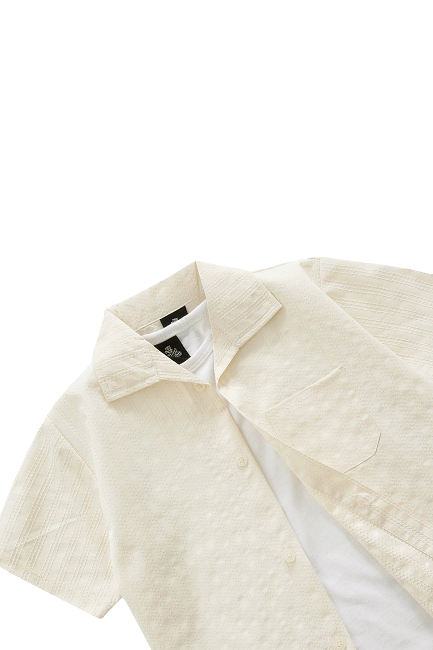 TEXTURED OFF WHITE SHIRT CO-ORD SET-3 PIECE