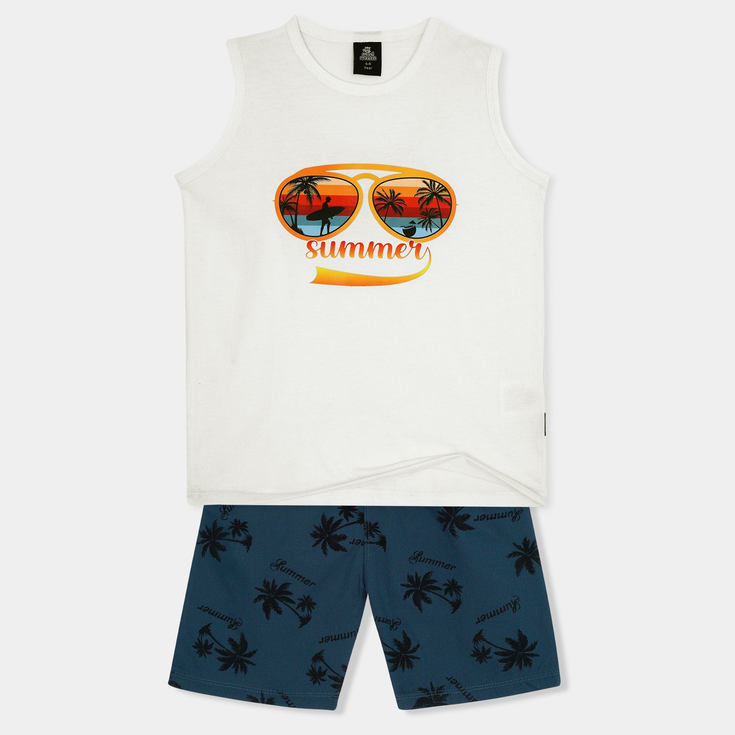 Kids Sando suit with floaking print short