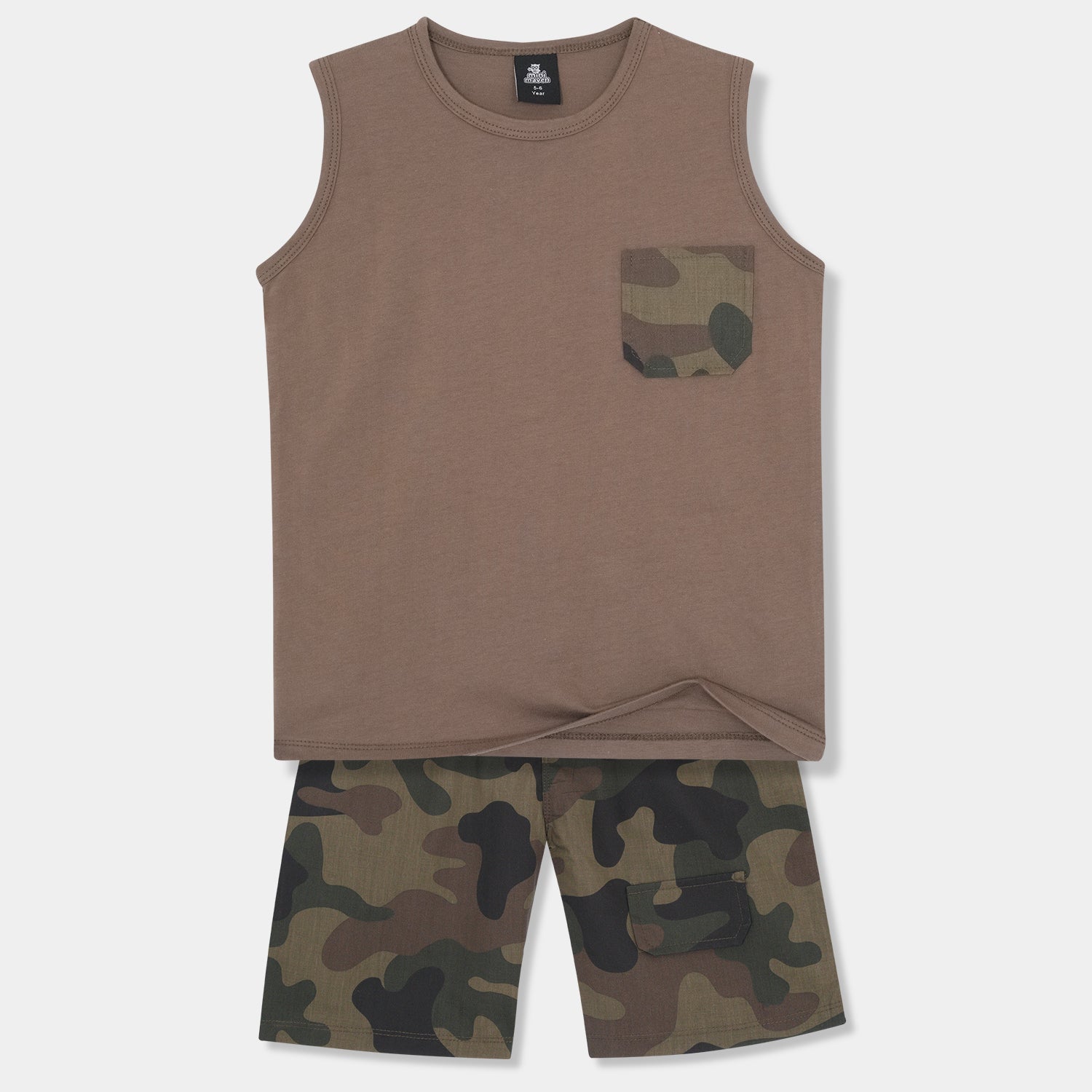 Kids Sando with Camo printed Cotton short