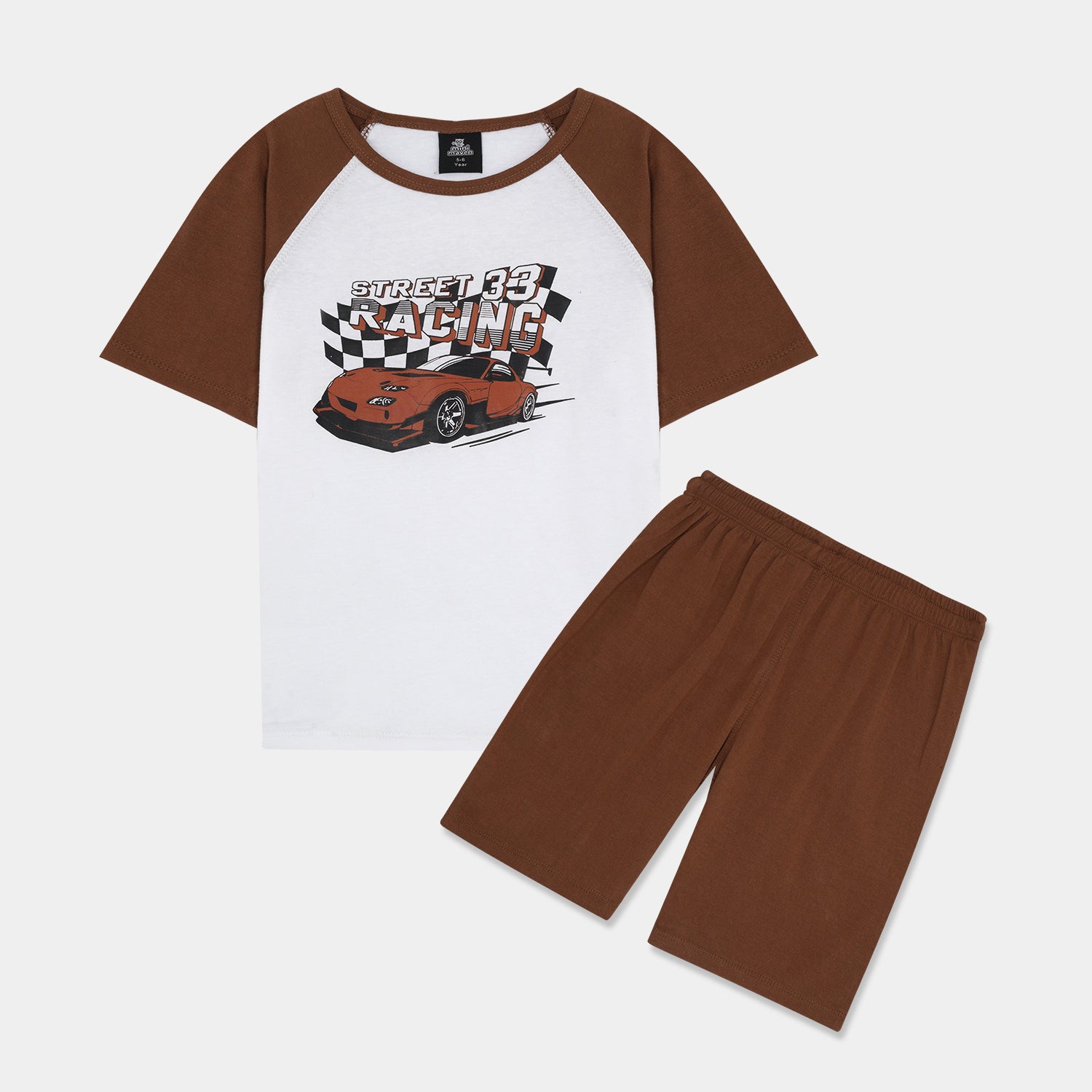 Raglan half Sleeve set with racing car print