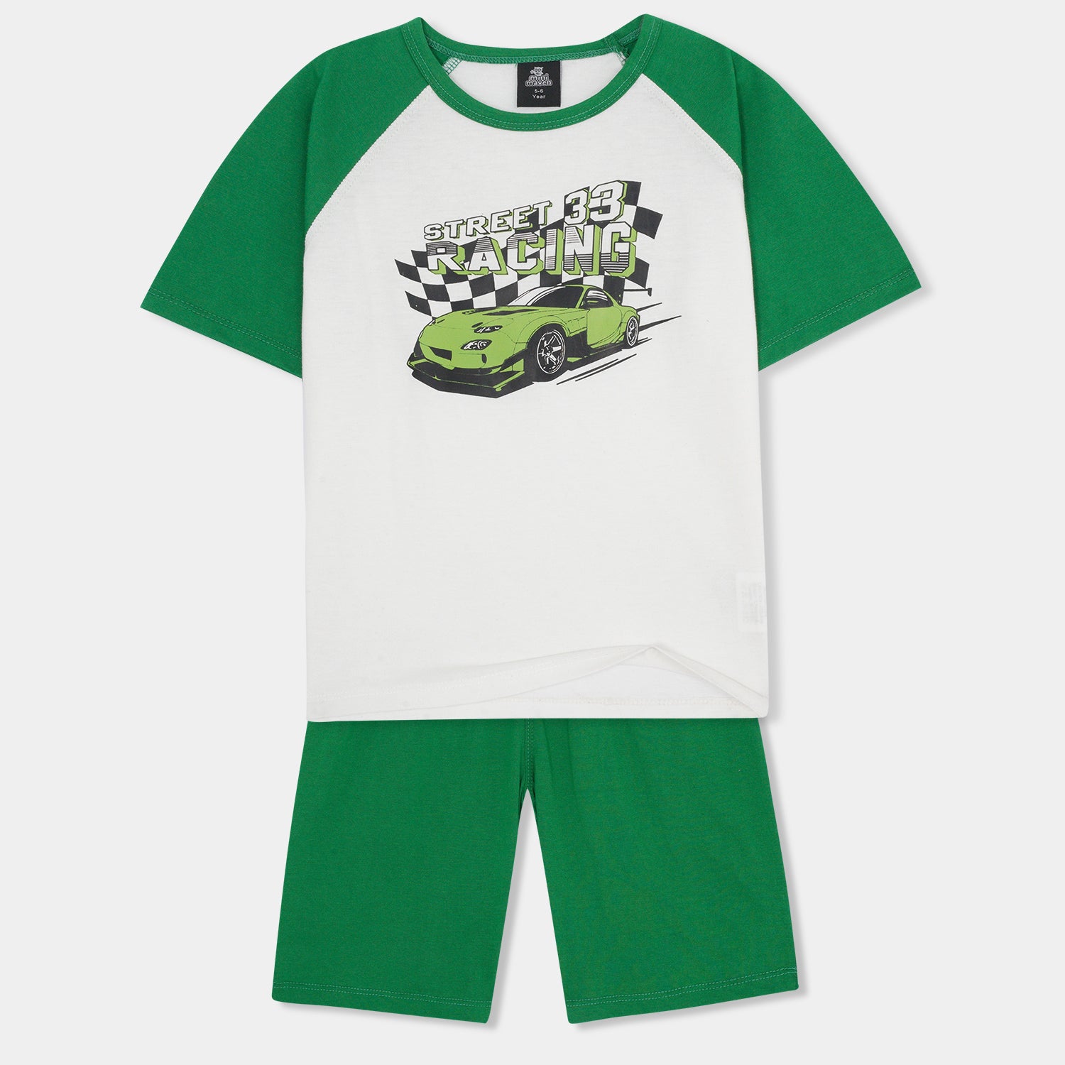 Raglan half Sleeve set with racing car print