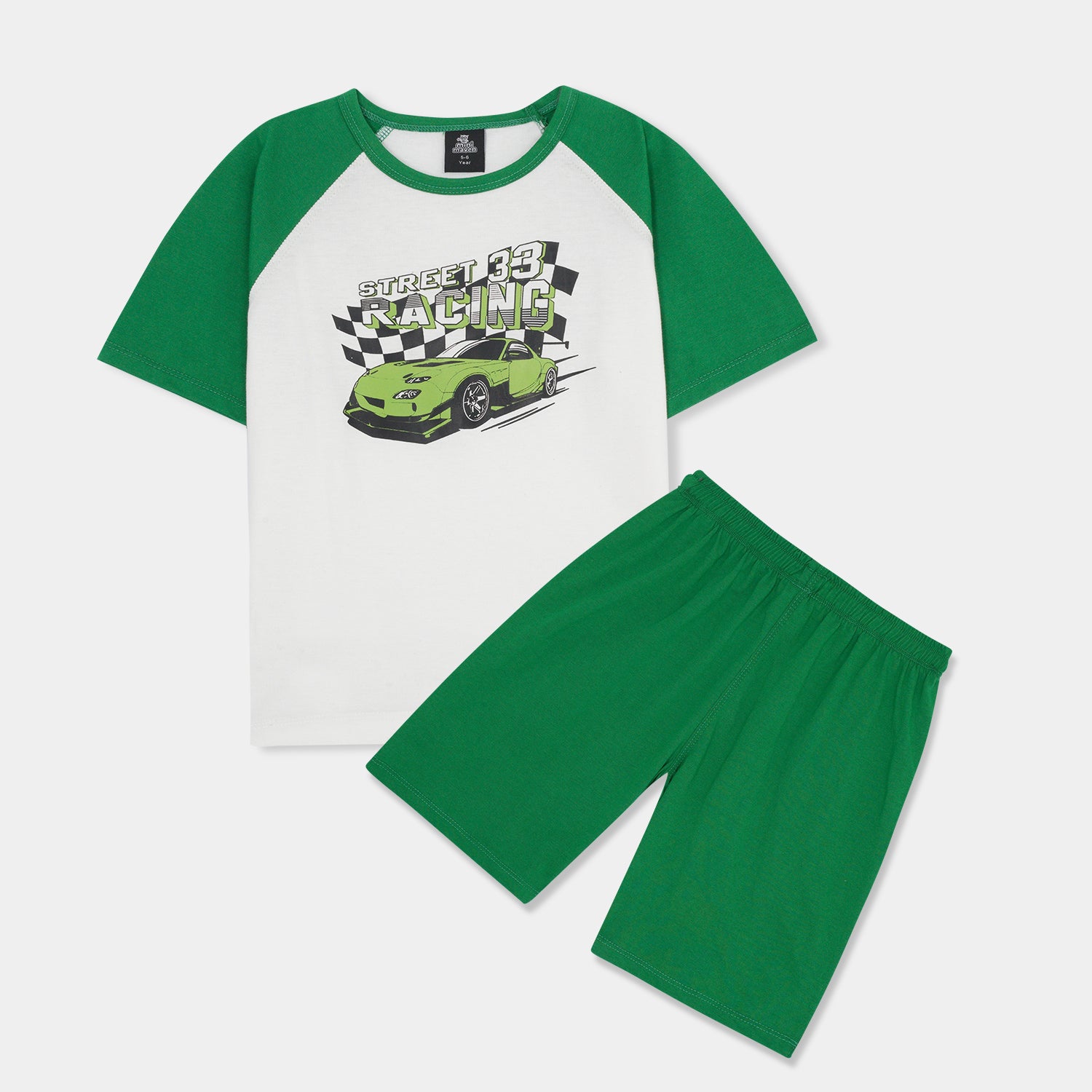 Raglan half Sleeve set with racing car print