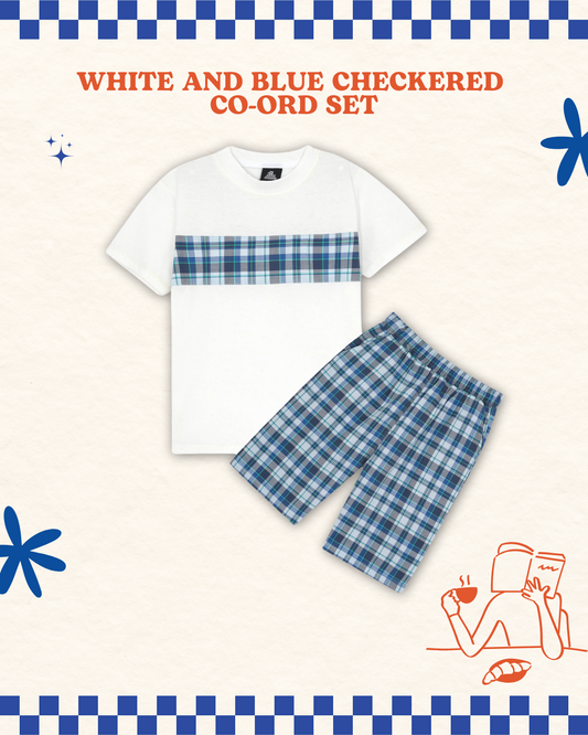 WHITE AND BLUE CHECK CO-ORD SET