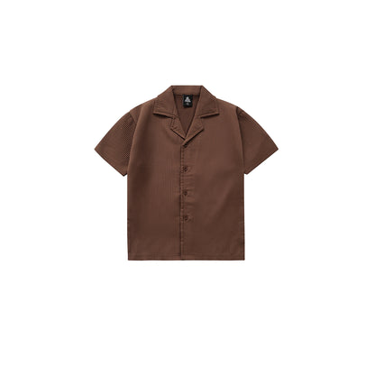 TEXTURED BROWN CUBAN SHIRT CO-ORD SET