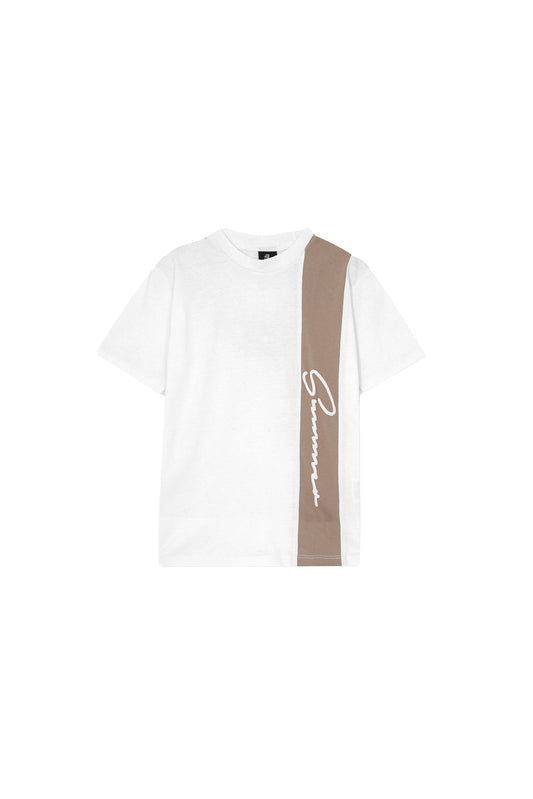 WHITE AND BEIGE PANEL SUMMER CO-ORD SET