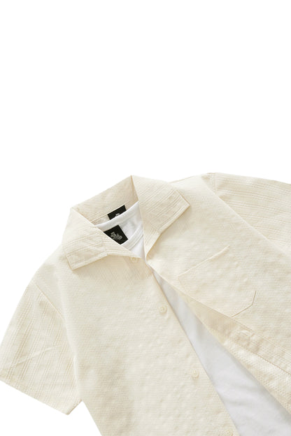 TEXTURED OFF WHITE SHIRT CO-ORD SET-3 PIECE