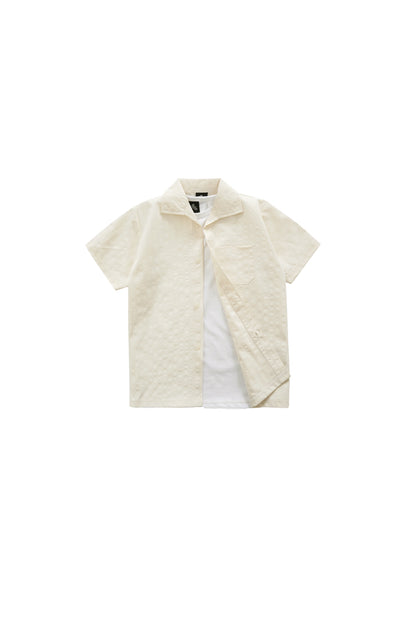 TEXTURED OFF WHITE SHIRT CO-ORD SET-3 PIECE